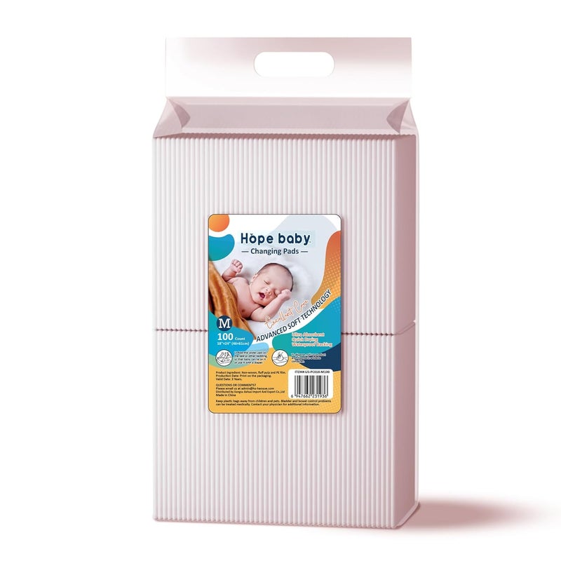 JUS COOl Baby Disposable Changing Pads, 18”x 24”(100 Count) Underpads Portable Diaper Changing Pads, Soft Bed Pads Ultra Absorbent and Waterproof - Image 1